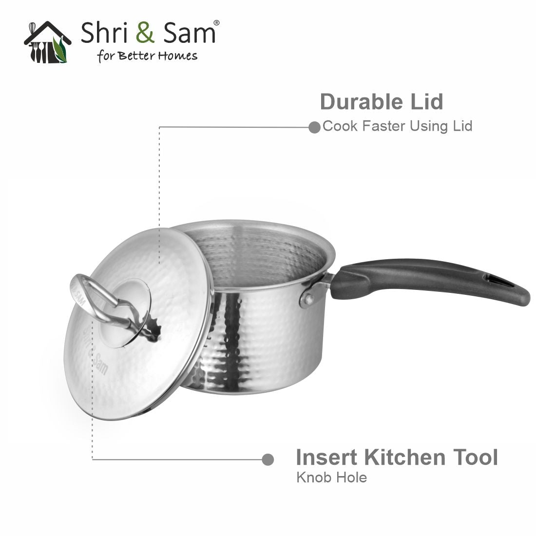 430 Hammered Sauce Pan with Lid
