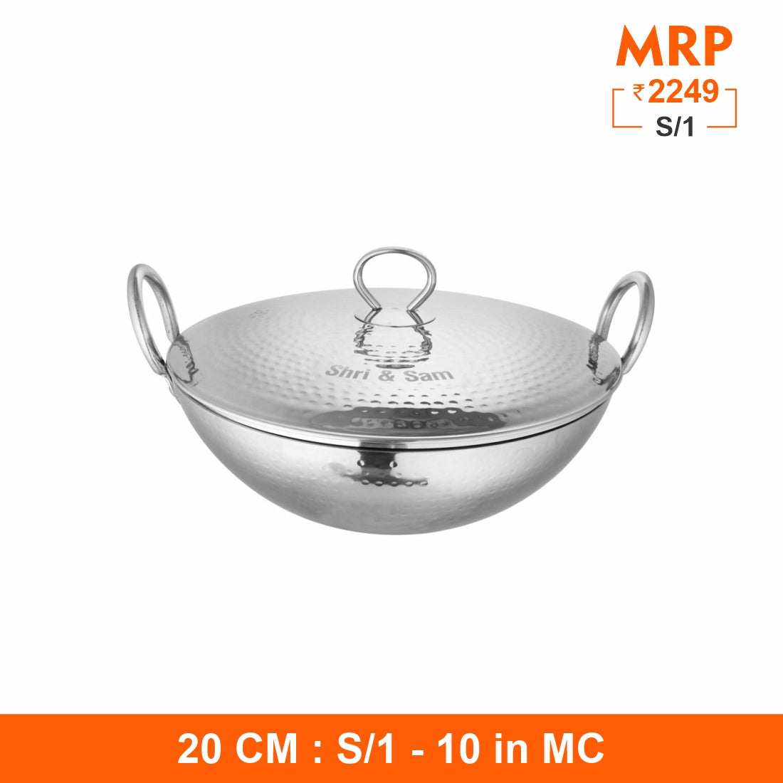 430 Hammered Kadhai with SS Lid