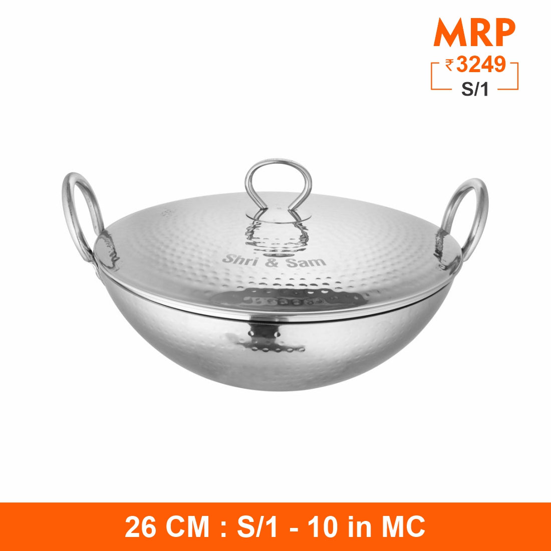 430 Hammered Kadhai with SS Lid
