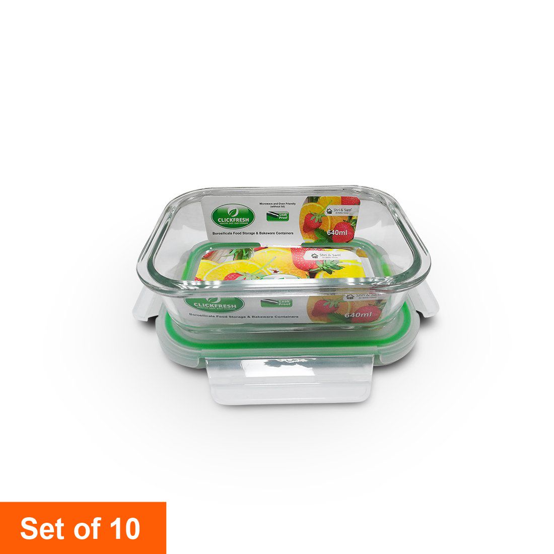 Clickfresh FoodSafe 640ml Rectangular Glass Container with Airtight Lid