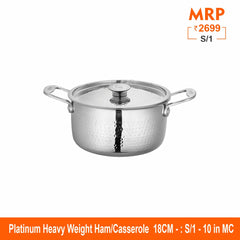Heavy Weight Hammered Casserole - Platinum