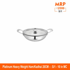 Heavy Weight Hammered Kadhai - Platinum