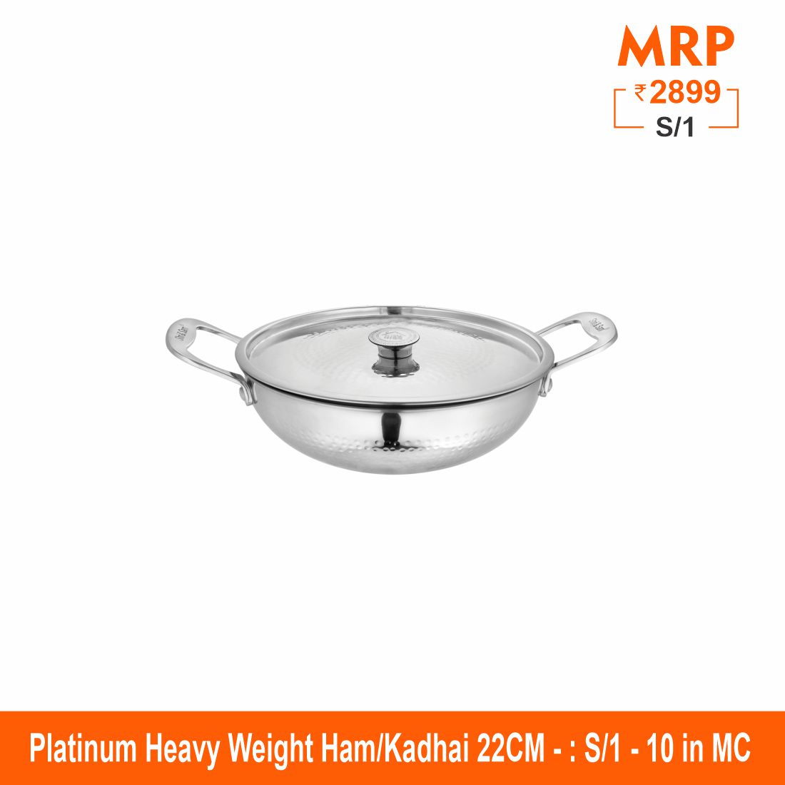 Heavy Weight Hammered Kadhai - Platinum