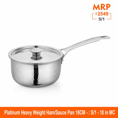 Heavy Weight Hammered Sauce Pan - Platinum
