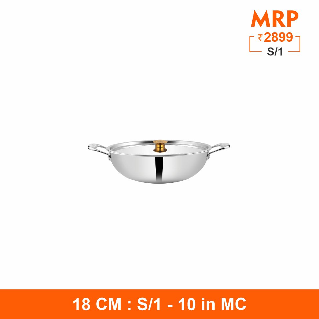 Triplica - Kadhai with Stainless Steel Lid