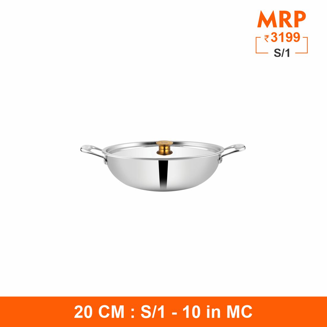 Triplica - Kadhai with Stainless Steel Lid