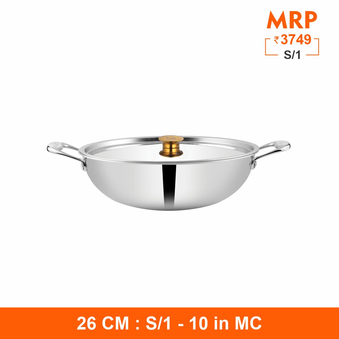 Triplica - Kadhai with Stainless Steel Lid