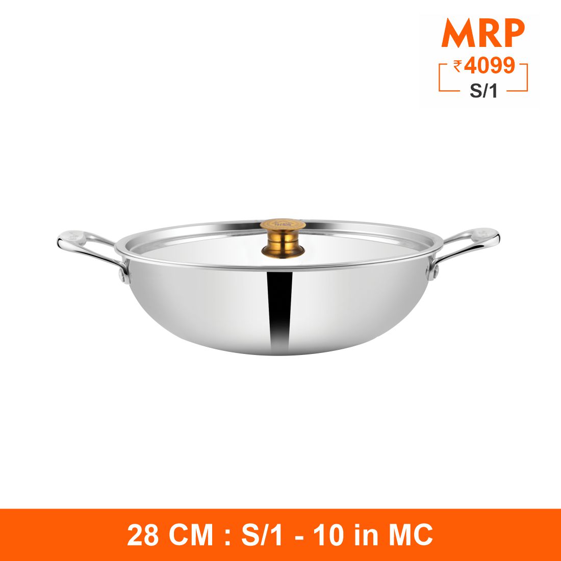 Triplica - Kadhai with Stainless Steel Lid