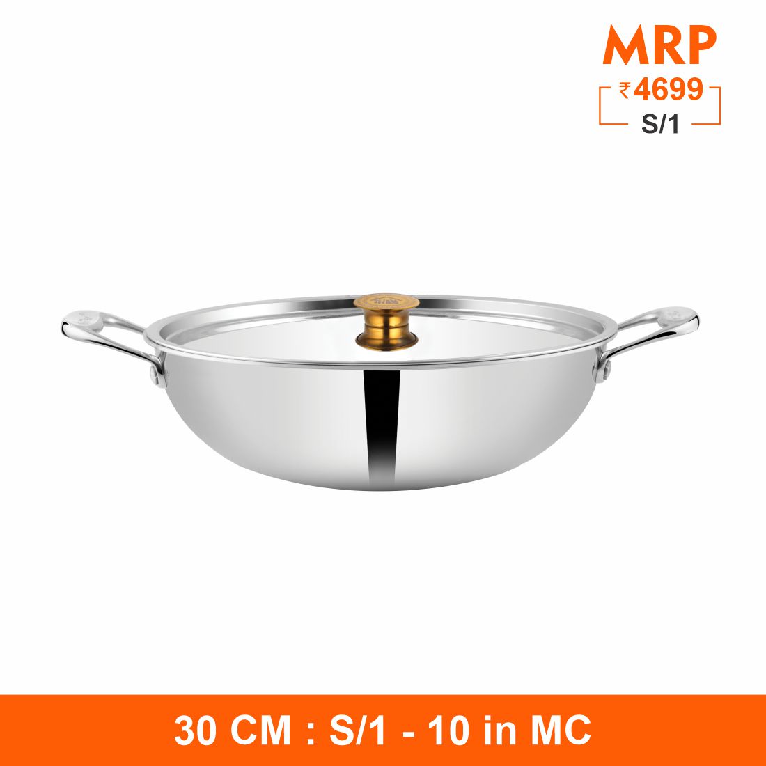 Triplica - Kadhai with Stainless Steel Lid