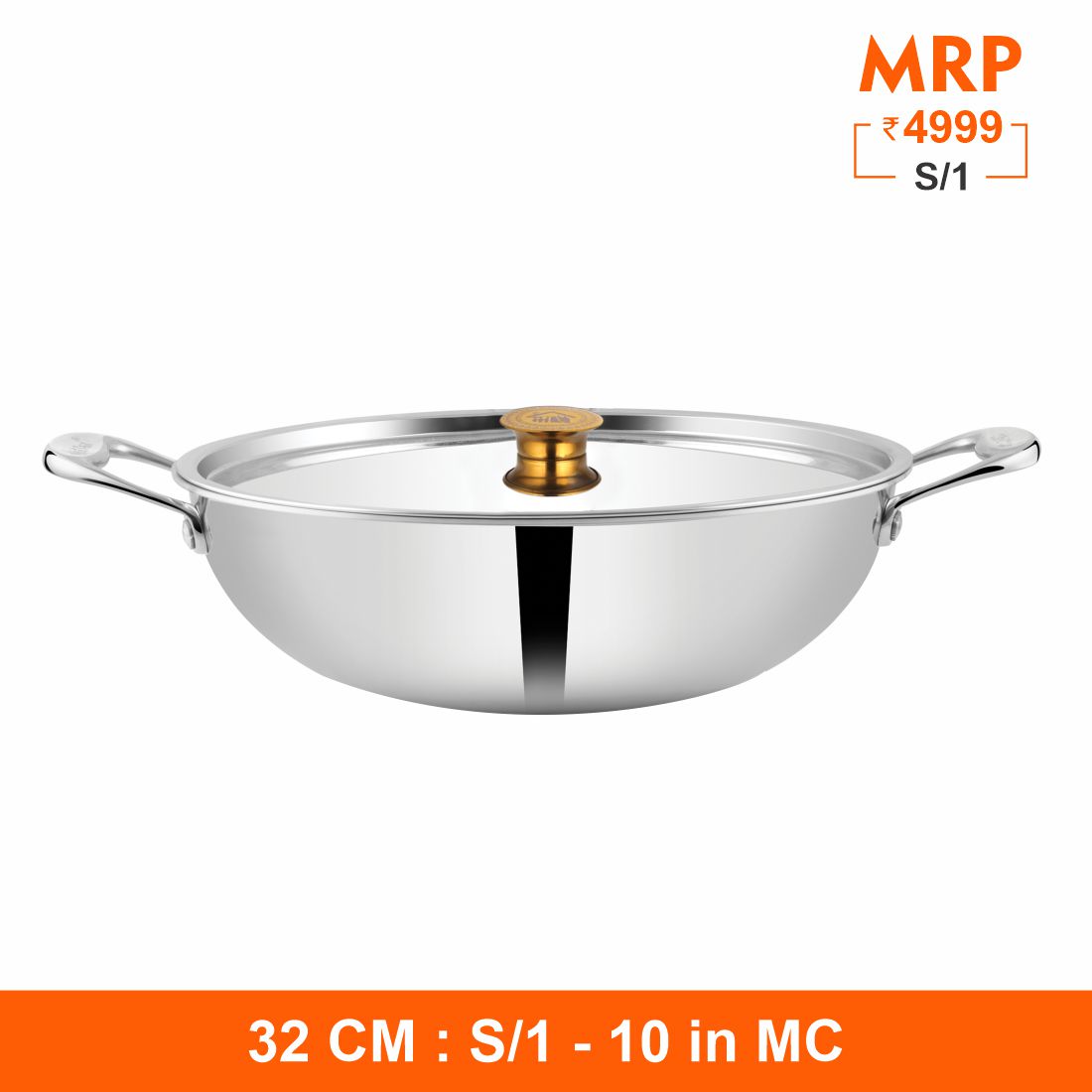 Triplica - Kadhai with Stainless Steel Lid
