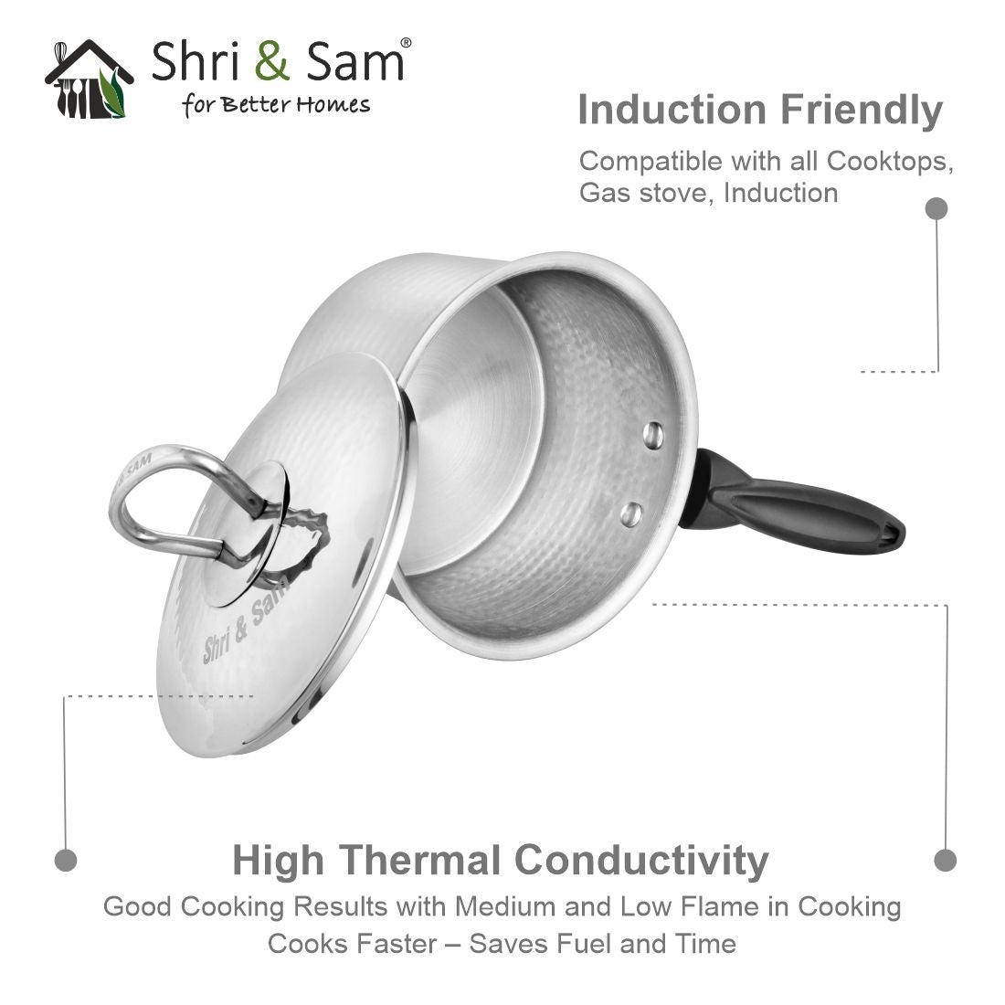 430 Hammered Sauce Pan with Lid