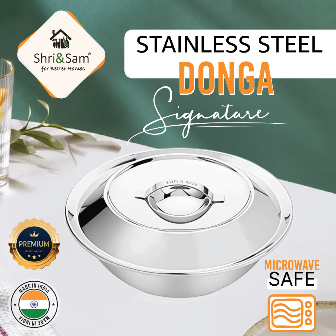 Stainless Steel Medium Donga Signature - Shiny