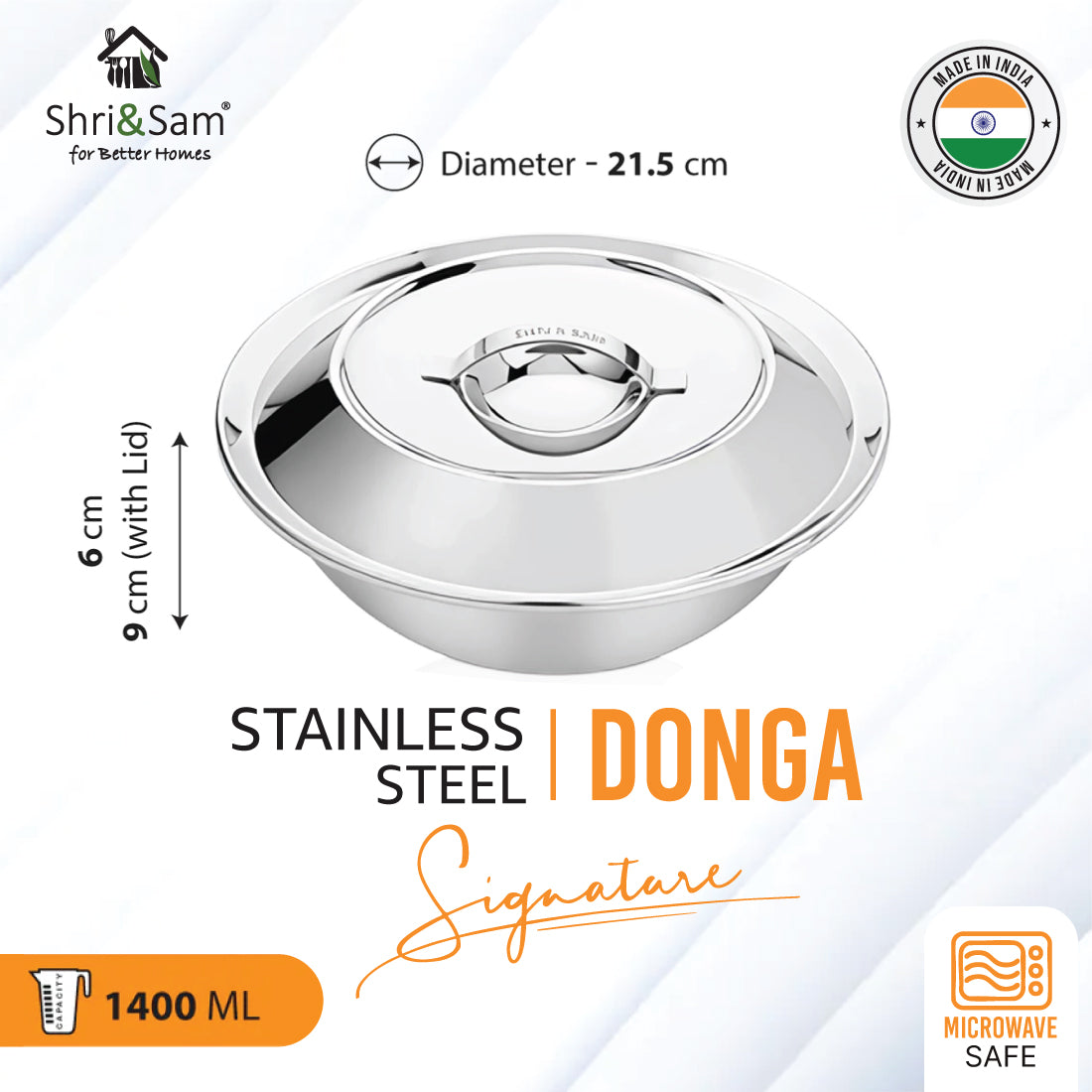 Stainless Steel Medium Donga Signature - Shiny
