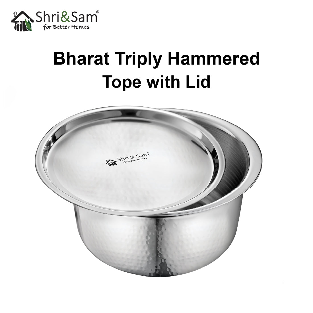 Stainless Steel Bharat Hammered Triply Tope with Lid
