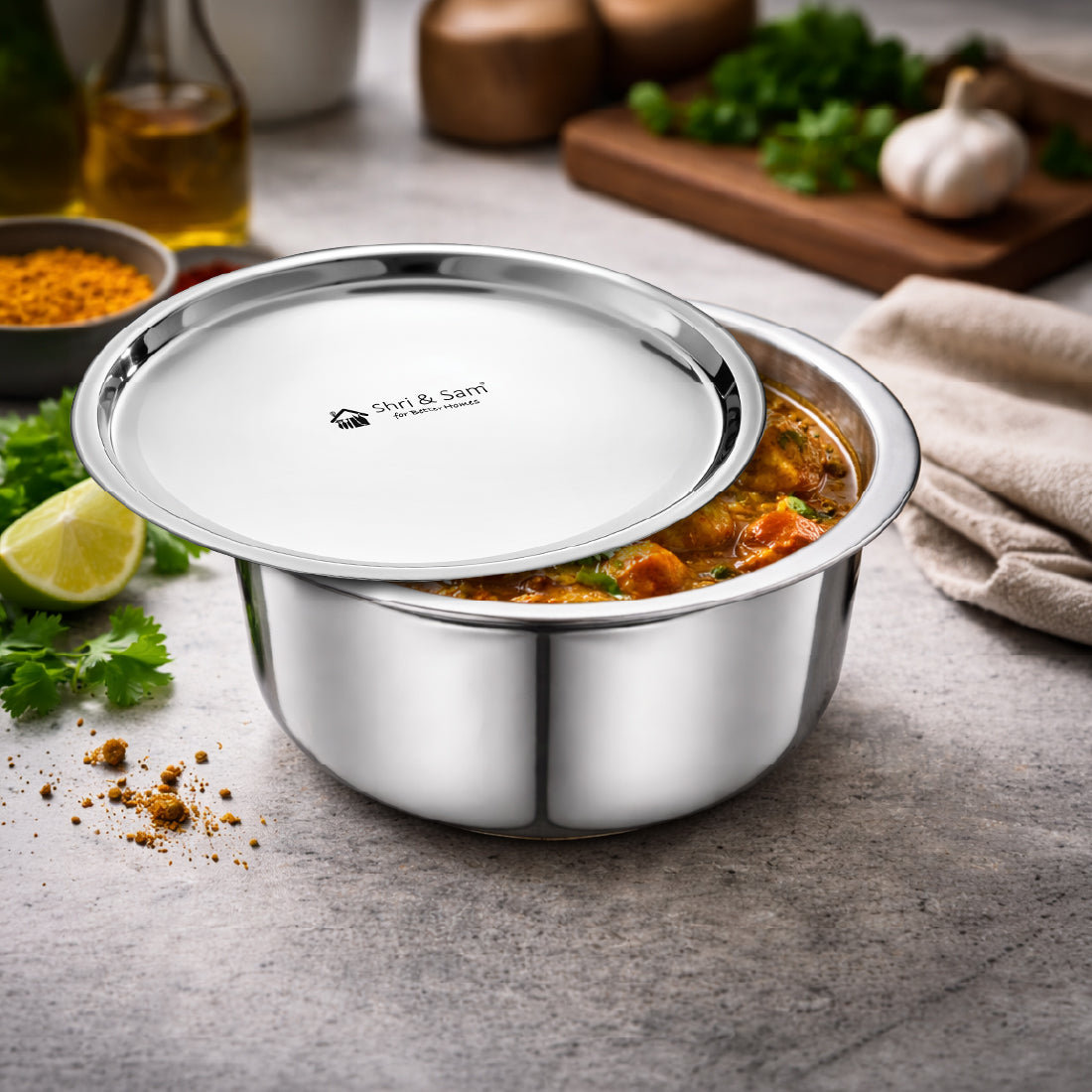 Stainless Steel Bharat Triply Tope with Lid