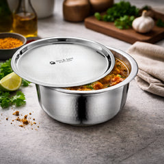Stainless Steel Bharat Hammered Triply Tope with Lid