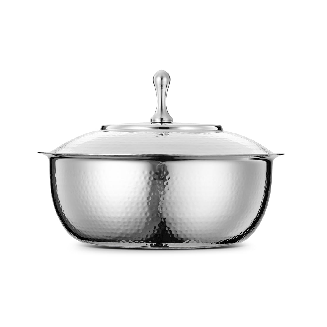 Stainless Steel Hammered Donga with Lid