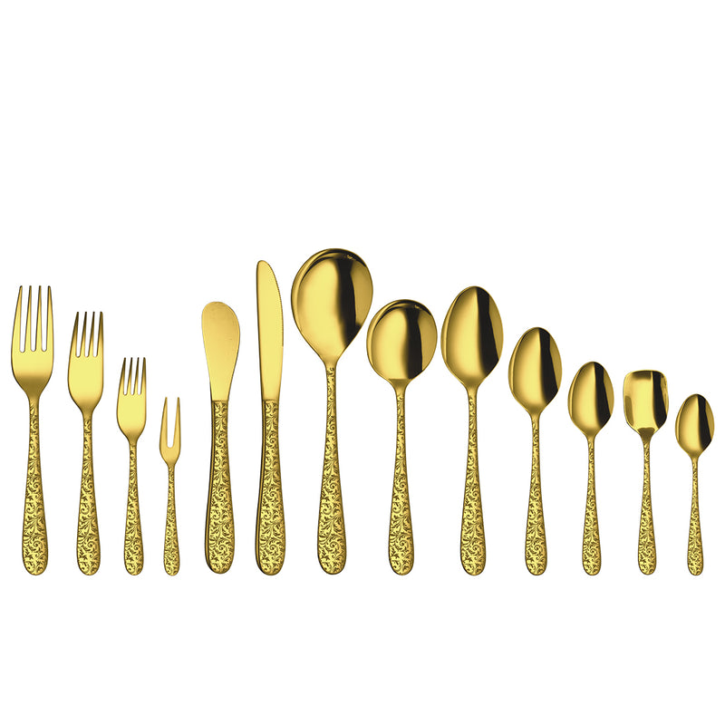 66 PCS Jasmine Cutlery Set - PVD with GOLD Laser