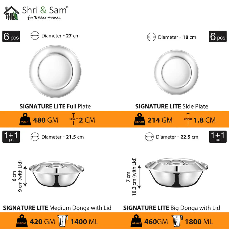 Stainless Steel 58 PCS Dinner Set (6 People) Signature Lite
