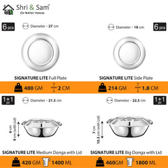 Stainless Steel 58 PCS Dinner Set (6 People) Signature Lite