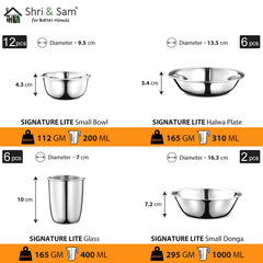 Stainless Steel 58 PCS Dinner Set (6 People) Signature Lite