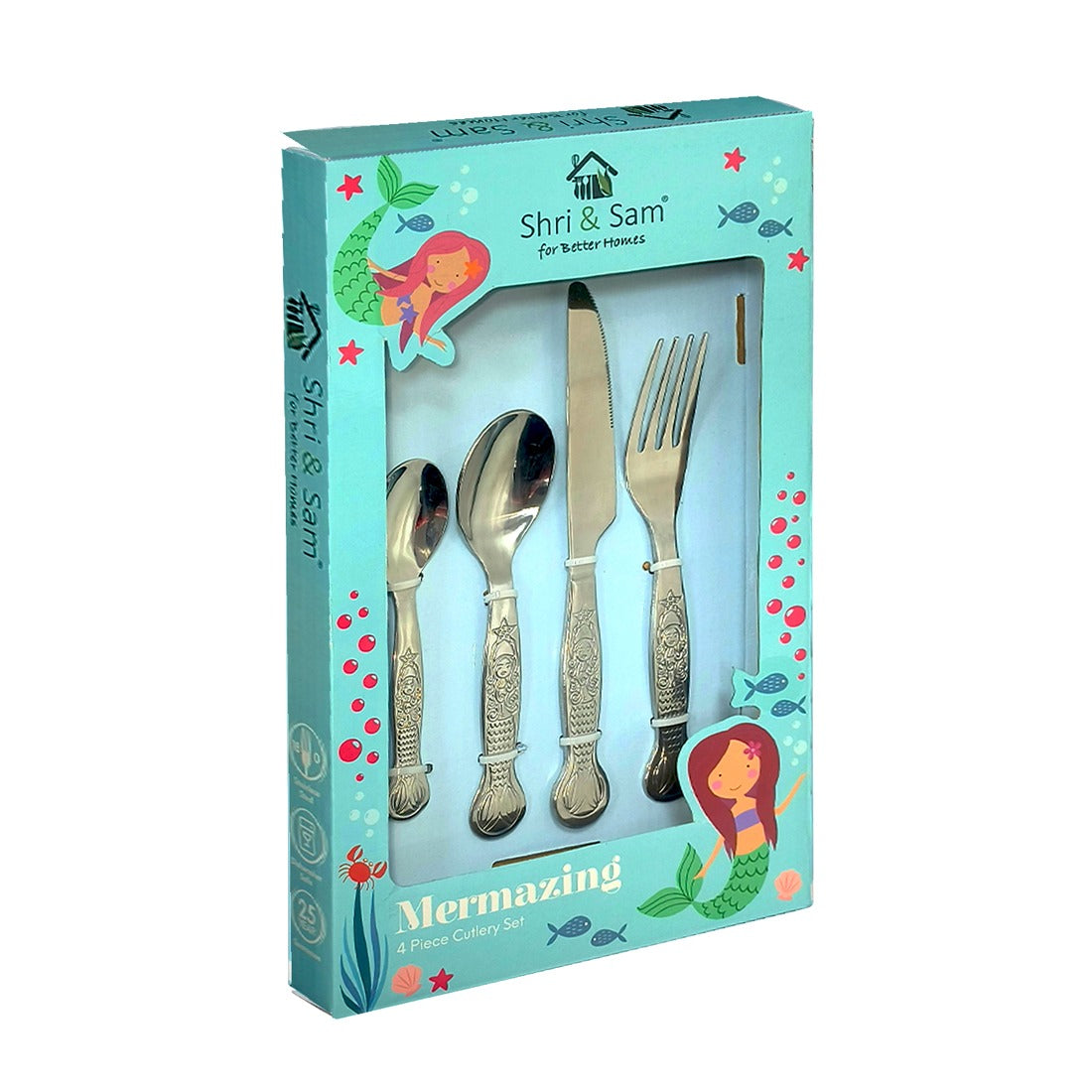 4 PCS Kids Cutlery Set Mermaid