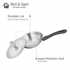 430 Hammered Fry Pan with Lid - 2.5 MM