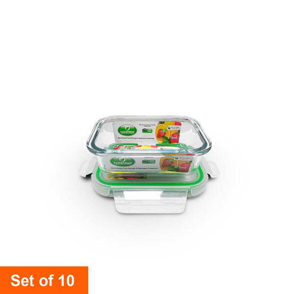 Clickfresh FoodSafe 370ml Rectangular Glass Container with Airtight Lid