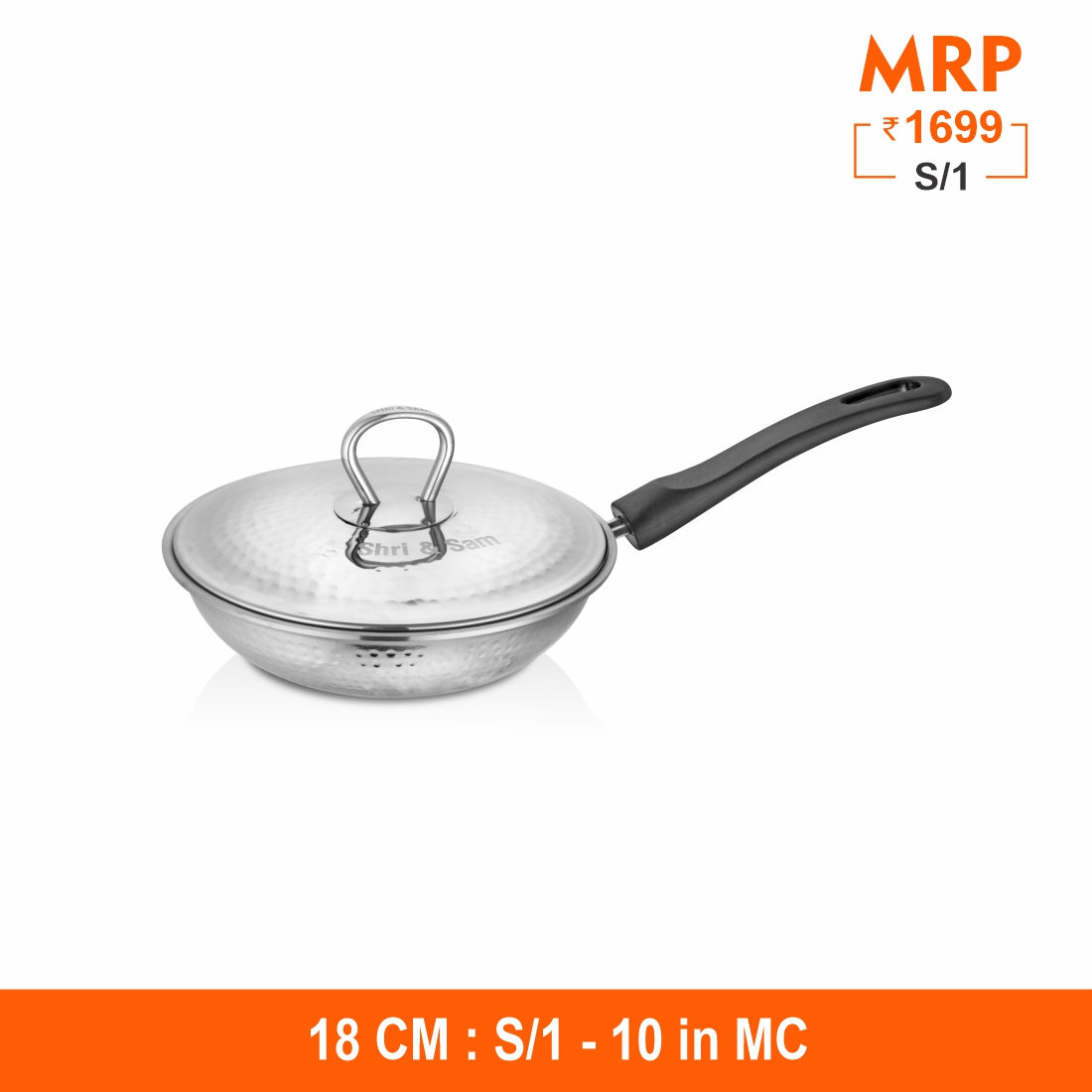 430 Hammered Fry Pan with Lid - 2.5 MM