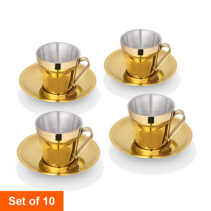 Cup and Saucer with Gold PVD Coating - Rise