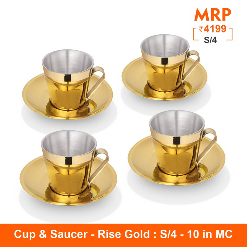 Cup and Saucer with Gold PVD Coating - Rise