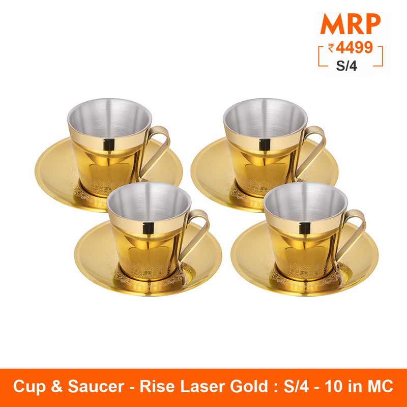 Laser Cup and Saucer with Gold PVD Coating - Rise