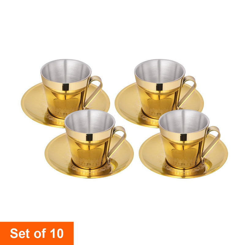 Laser Cup and Saucer with Gold PVD Coating - Rise
