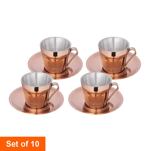 Laser Cup and Saucer with Rose Gold PVD Coating - Rise