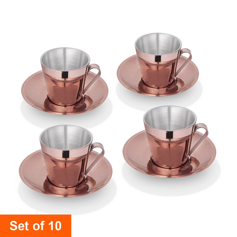 Cup and Saucer with Rose Gold PVD Coating - Rise