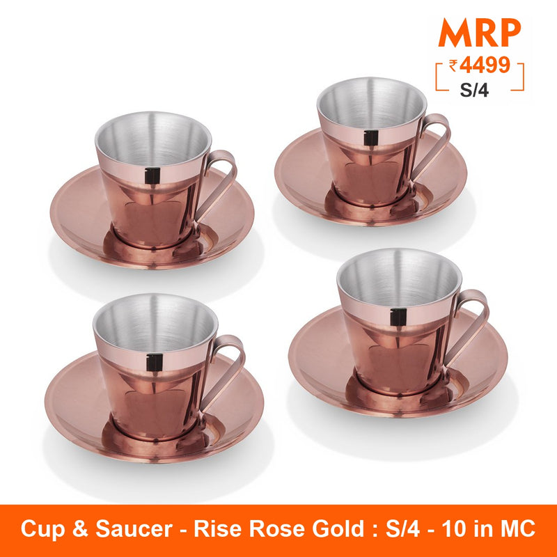 Cup and Saucer with Rose Gold PVD Coating - Rise