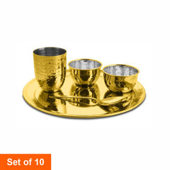 Hammered Thali Set - Diamond Gold