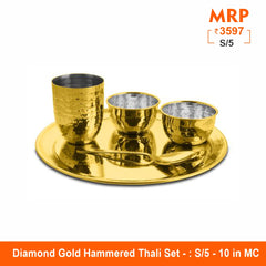 Hammered Thali Set - Diamond Gold