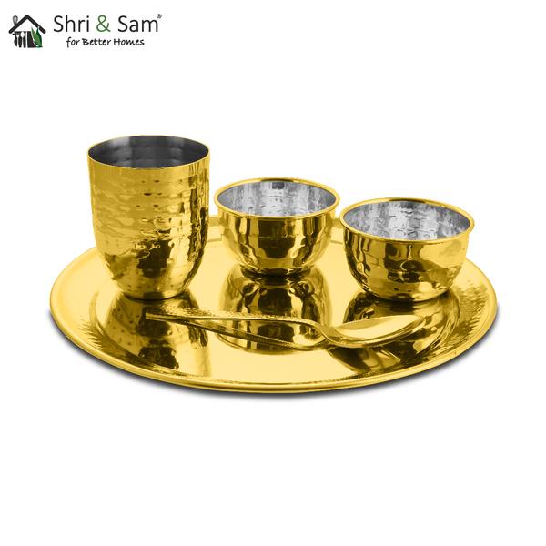 Hammered Thali Set - Diamond Gold