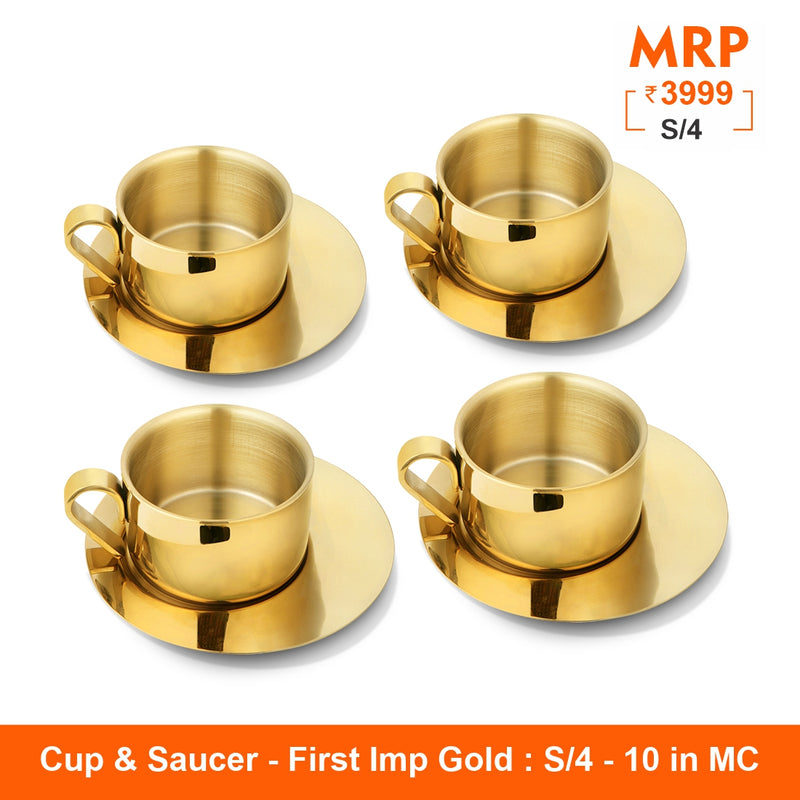 Cup and Saucer with Gold PVD Coating - First Impression