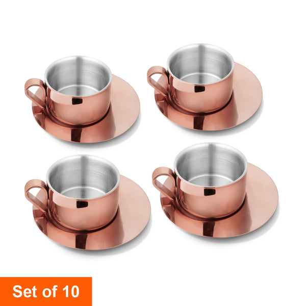 Cup and Saucer with Rose Gold PVD Coating - First Impression
