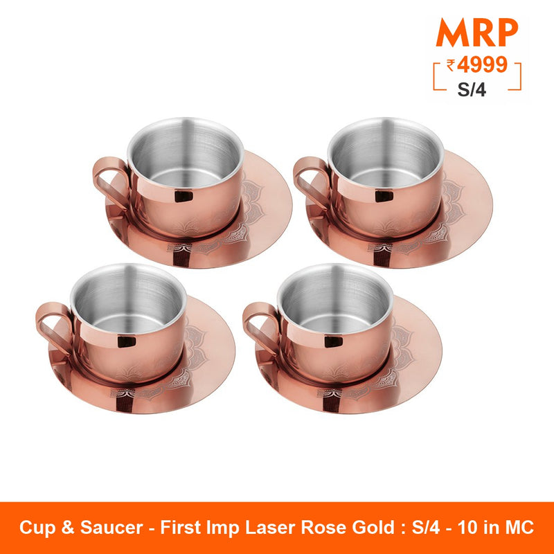 Laser Cup and Saucer with Rose Gold PVD Coating - First Impression