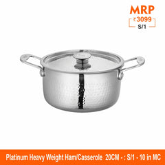 Heavy Weight Hammered Casserole - Platinum