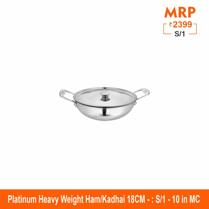 Heavy Weight Hammered Kadhai - Platinum