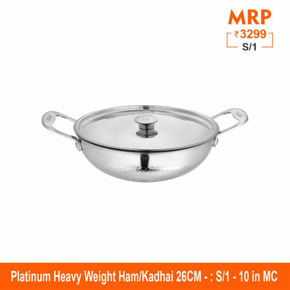 Heavy Weight Hammered Kadhai - Platinum