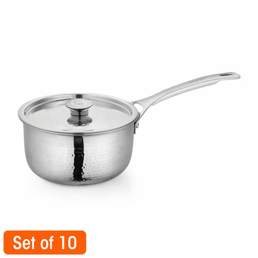 Heavy Weight Hammered Sauce Pan - Platinum