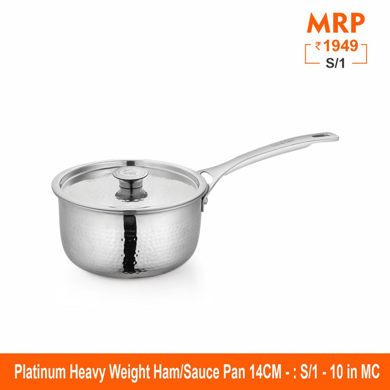 Heavy Weight Hammered Sauce Pan - Platinum