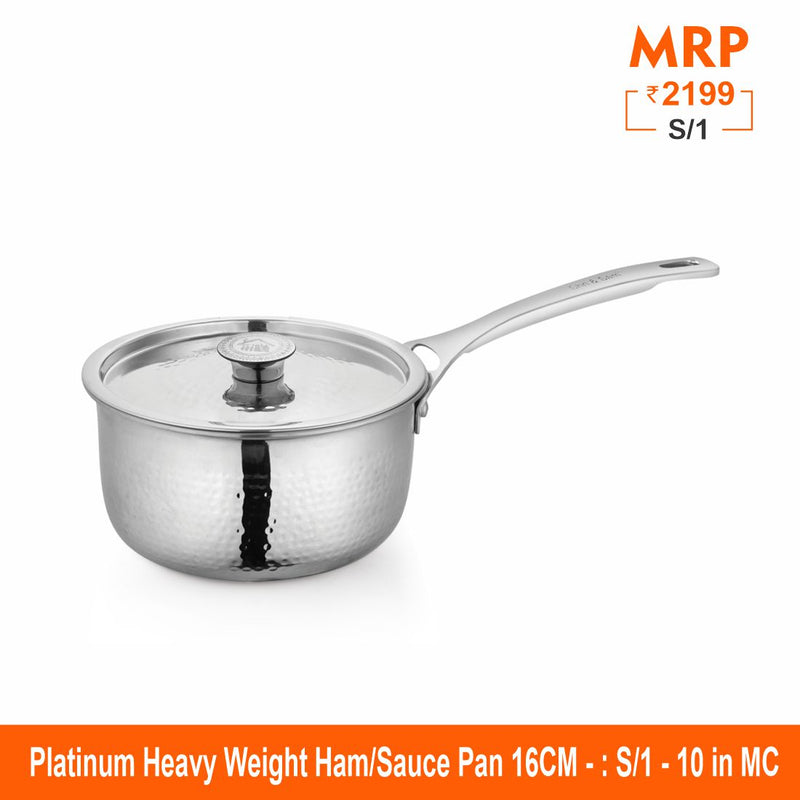 Heavy Weight Hammered Sauce Pan - Platinum