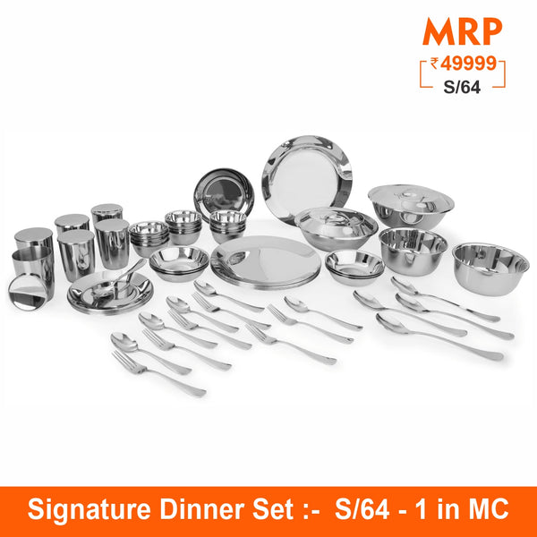 Stainless Steel 64 PCS Dinner Set (6 People) Signature
