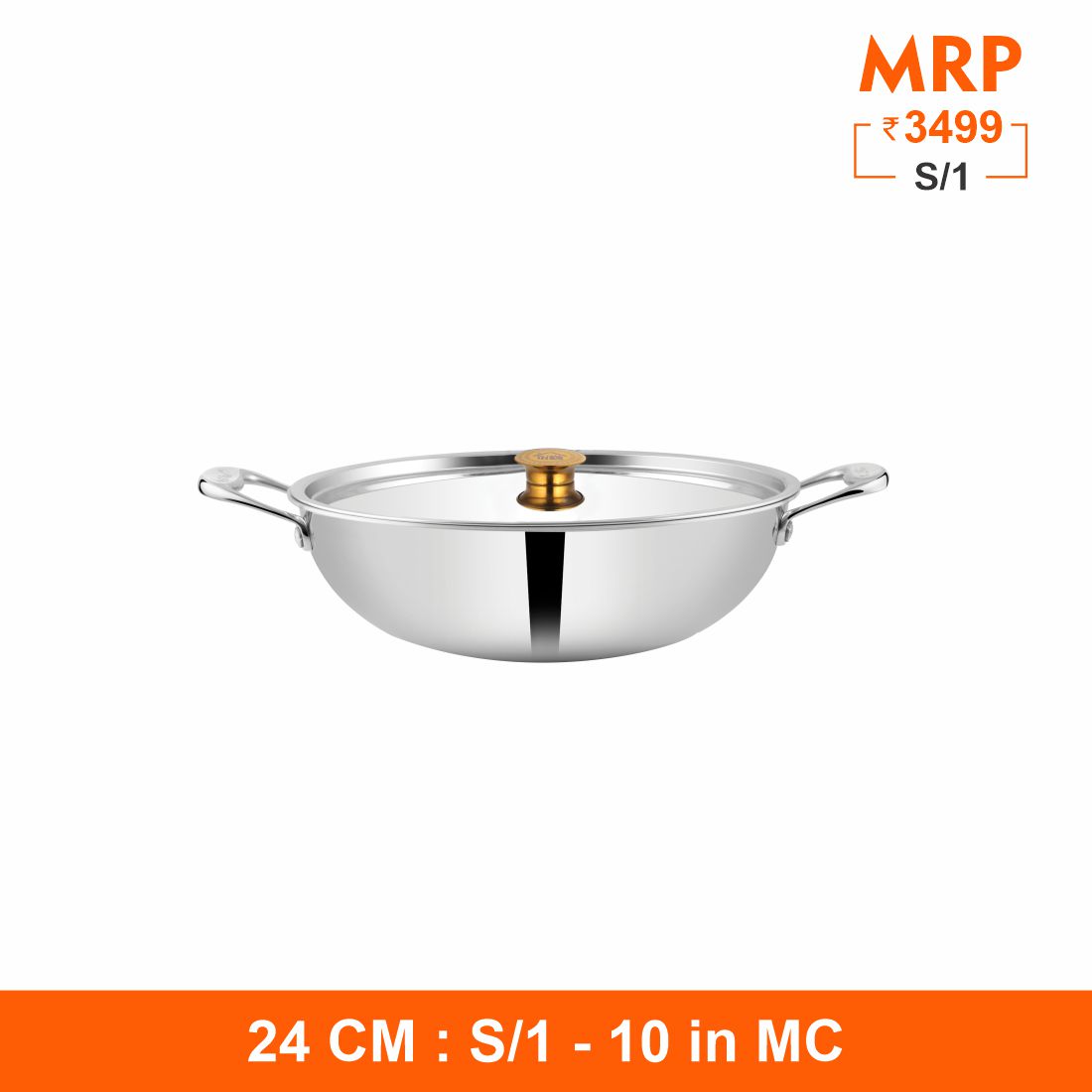 Triplica - Kadhai with Stainless Steel Lid
